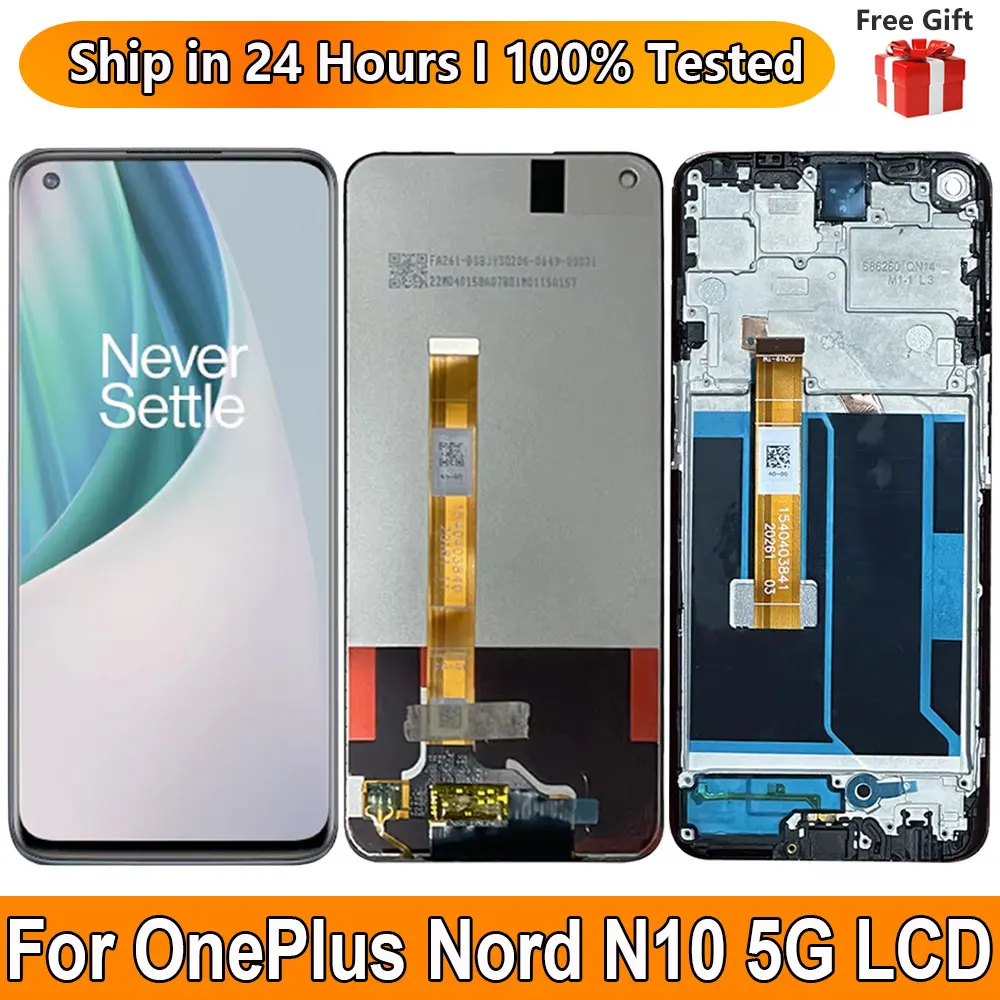 

6,49-дюймовый ЖК-экран для OnePlus Nord N10 5G с рамкой, сенсорный датчик Digiziter в сборе для 1+ Nord N10, замена экрана