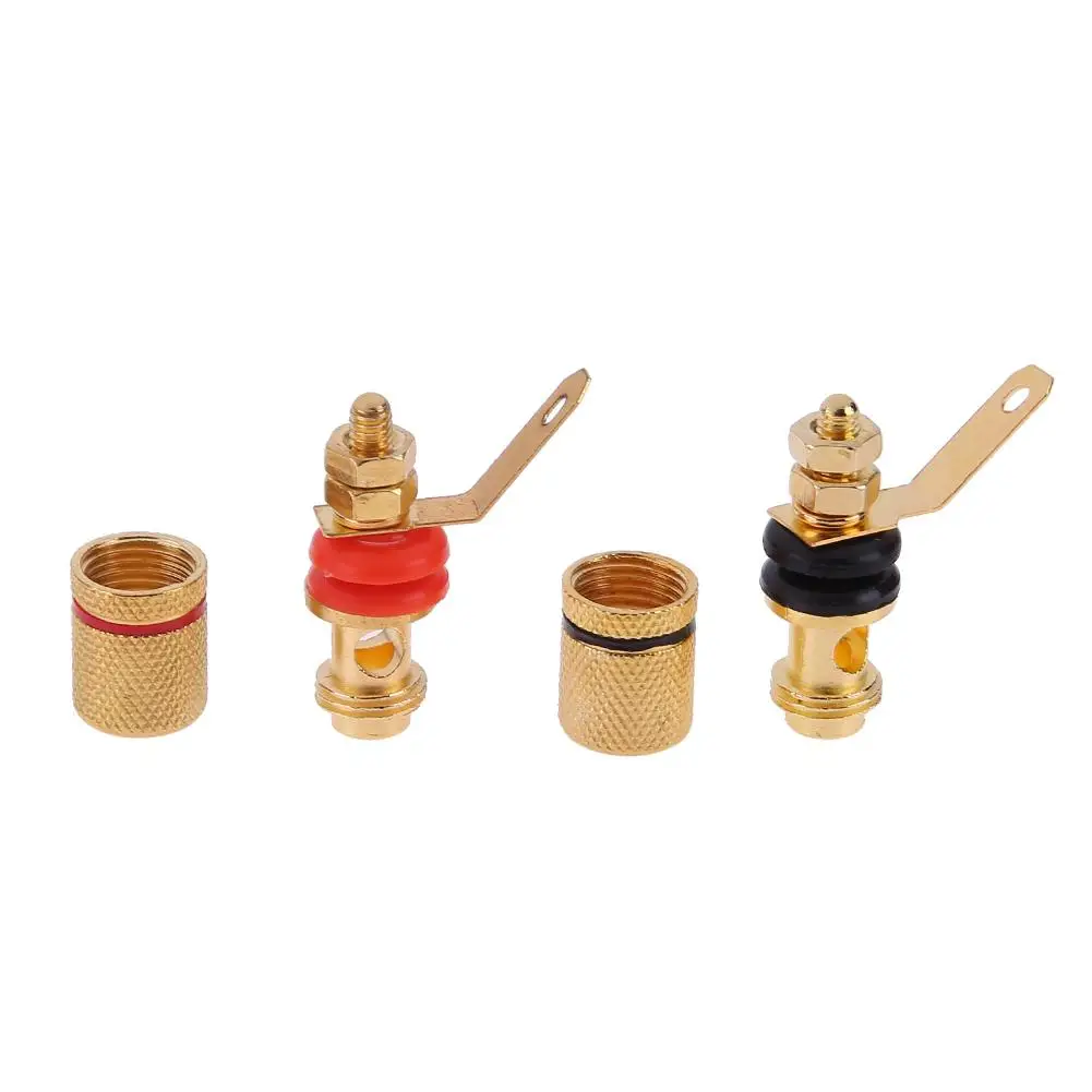 1-4 Pair Gold Plated Amplifier Speaker Binding Posts Terminal 4mm Sockets Banana Plugs Speaker Plug Jack Connector