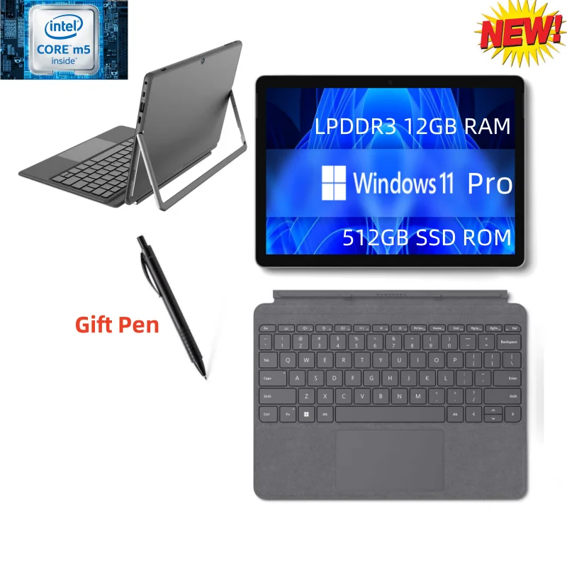 

Gift Pen DS105 64-Bit 10.5 Inch Tablet Windows 11 Pro Intel Core M5 LPDDR3 12GB RAM 512GB SSD ROM 1920x1280IPS HD-MI 2xUSB-A 3.0