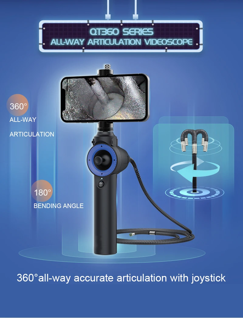 6.2mm All Direction 360Degree Articulated Steering Industrial Endoscope CMOS Borescope Videoscope Inspection Handheld Microscope