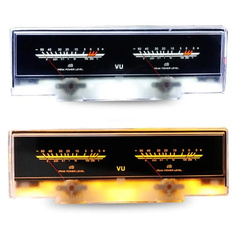 Dual Analog VU Meter 2-Way 5W-50W Amplifier/Speaker Audio Switcher Box DB Panel Display Stainless Steel High Accuracy