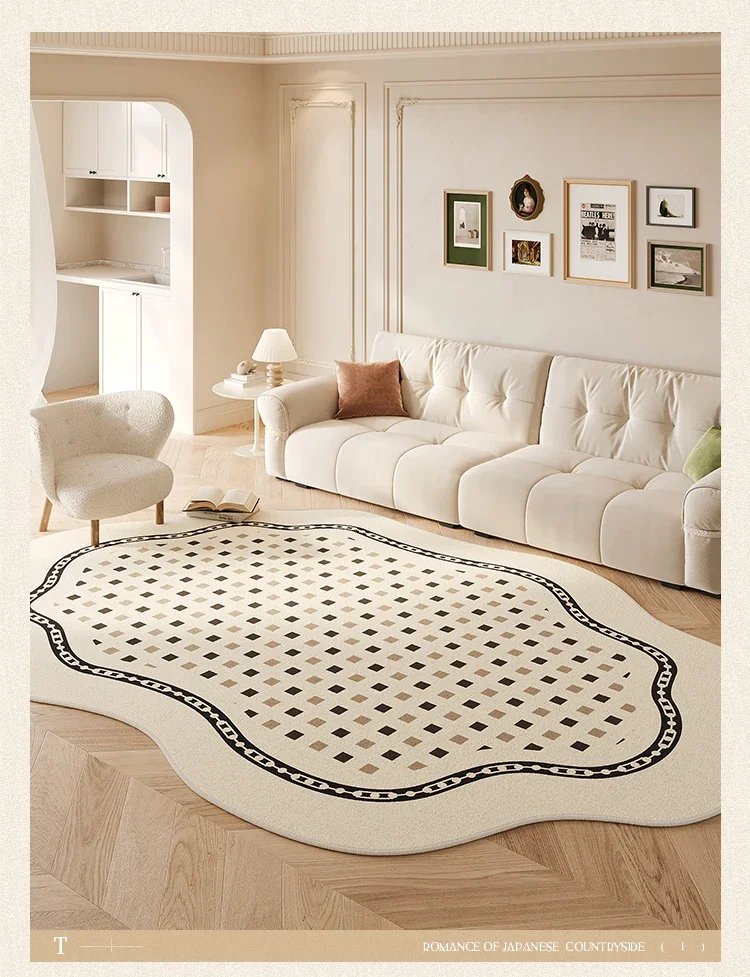 

French simple living room carpet, leave-in washable bedroom sofa coffee table floor mat special-shaped bedside blanket