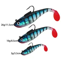 ALASICKA Head Soft Bait T tail Wobbler Fishing Lure Pesca Carp Bass Artificial Rubber Bait Swimbait Fishing Tackle 5/8.5/11.5CM