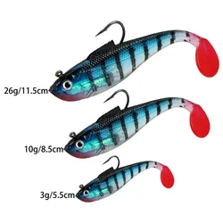 ALASICKA Head Soft Bait T tail Wobbler Fishing Lure Pesca Carp Bass Artificial Rubber Bait Swimbait Fishing Tackle 5/8.5/11.5CM