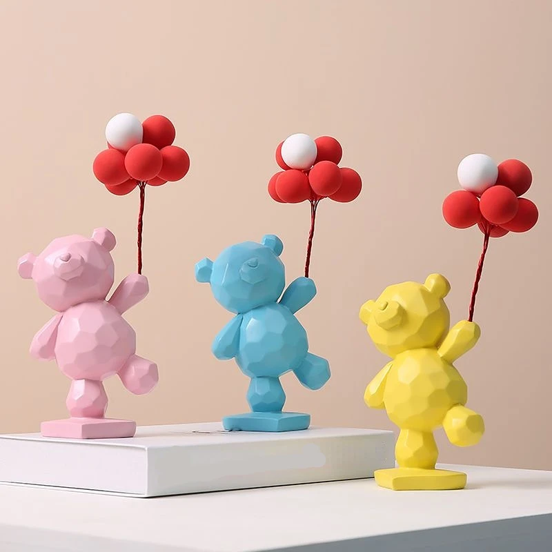 

Abstract Balloon Bear Figurines Resin Flying Bear Statue Desktop Animal Sculpture Living Room Home Decoration Wedding Decor