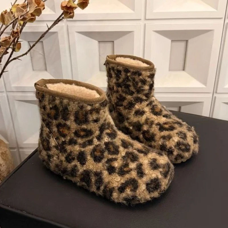 

Leopard Fur Women Boots Flats Casual Shoes Winter Sneaker 2025 Warm Fashion Snow Boots Sport Walking Shoes Ankle Boots De Mujer