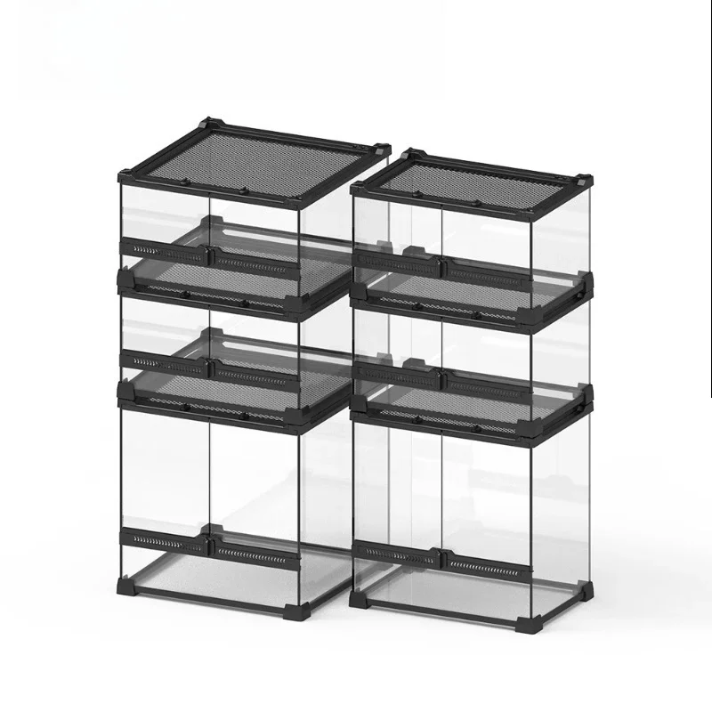 

Climbing Tempered glass rainforest ecological tank turtle snake pet lizard horned frog front double door feeding box