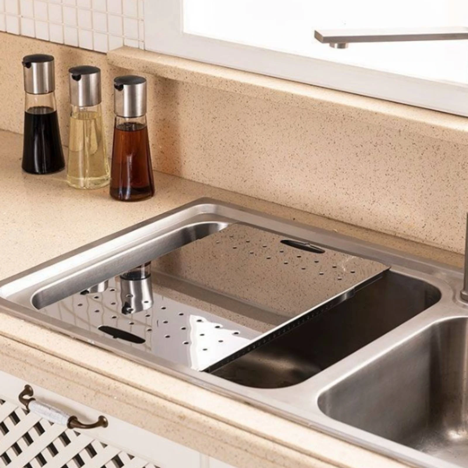 Stainless Steel over Sink Cutting Board Practical Expandable Sink Cutting Board Functional Sleek for Meal Prep, Produce Washing