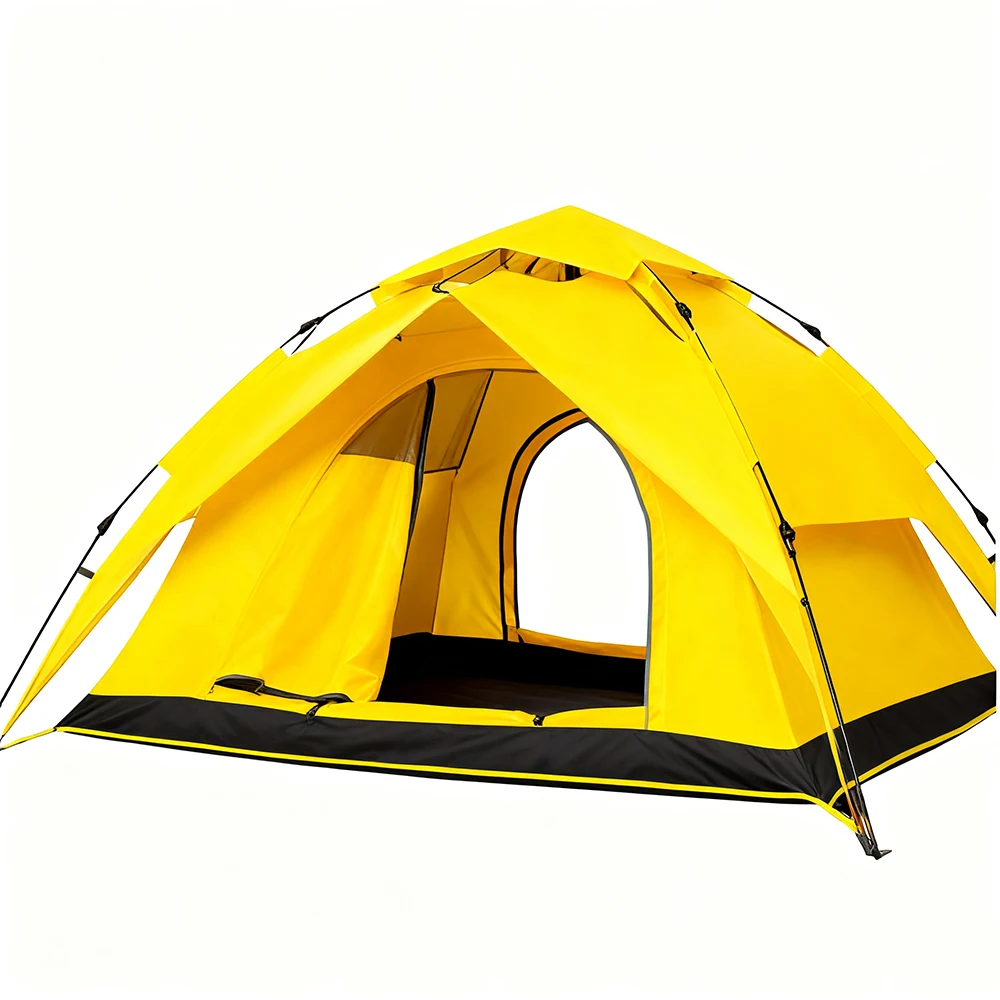 خيمة تخييم منبثقة أوتوماتيكية خفيفة للغاية مخصصة من STLF مقاومة للماء للسفر في الهواء الطلق تتسع لـ 3-4 أشخاص #4
