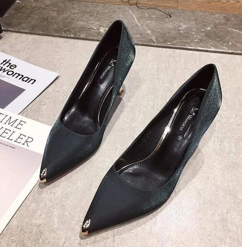 Women's Shoes Spring 2022 New Korean Style High Heels Stiletto Shallow Mouth Professional Working Women High Heels Single Shoes