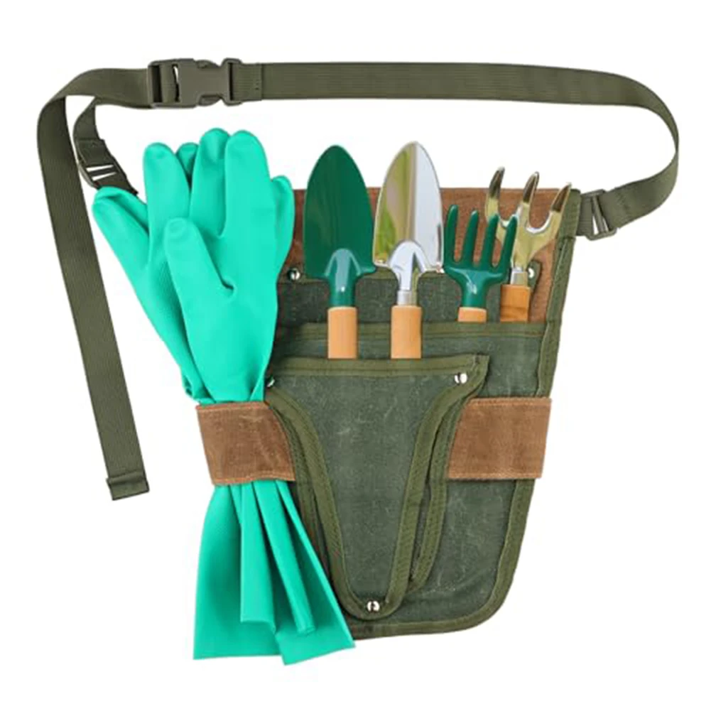 For Gardening Tools Adjustable Waist Belt Canvas Tool Belt For Professional Landscaping Brown And Green Patchwork