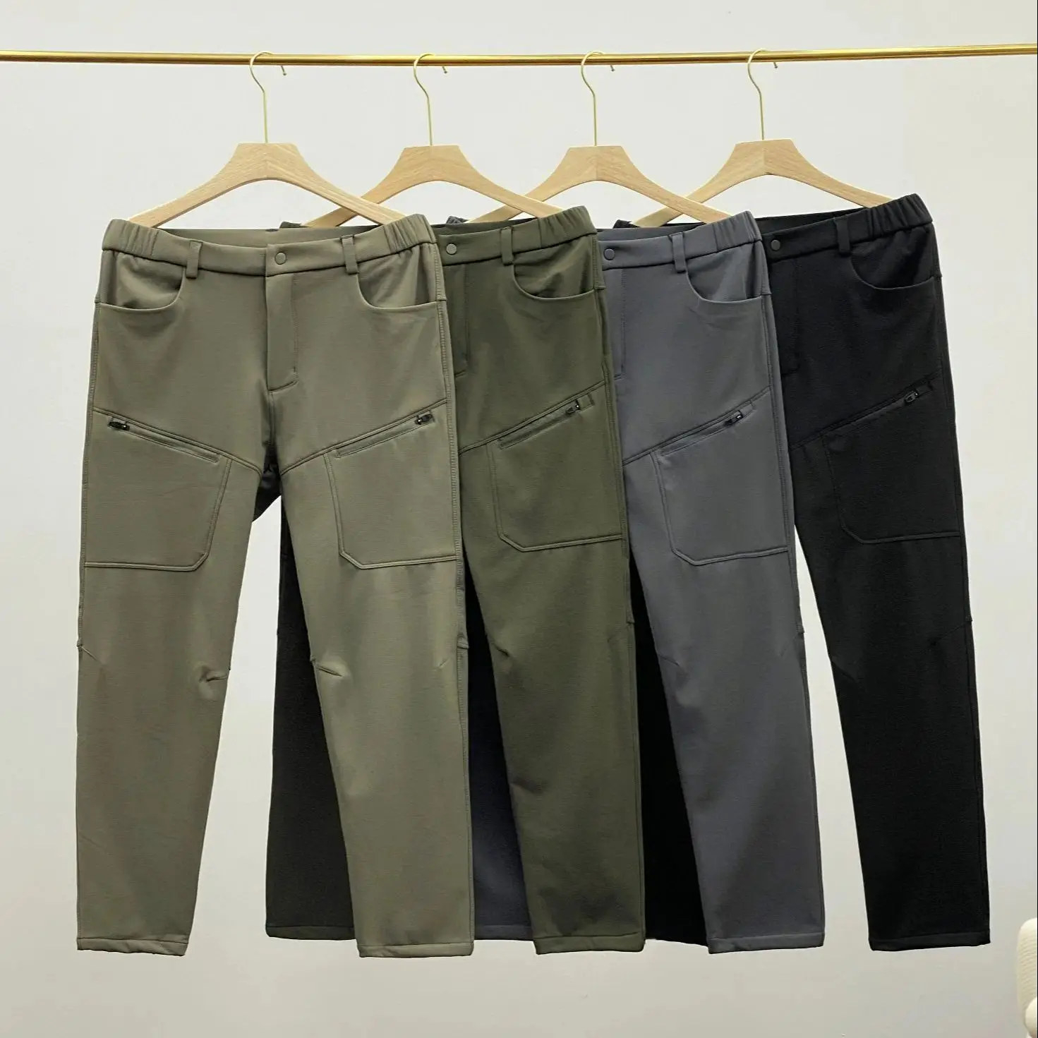 

M5838 Winter Thicken Warm Pants For Men Outdoor Waterproof Lightweight Breathable Softshell Hiking Pants High Quality