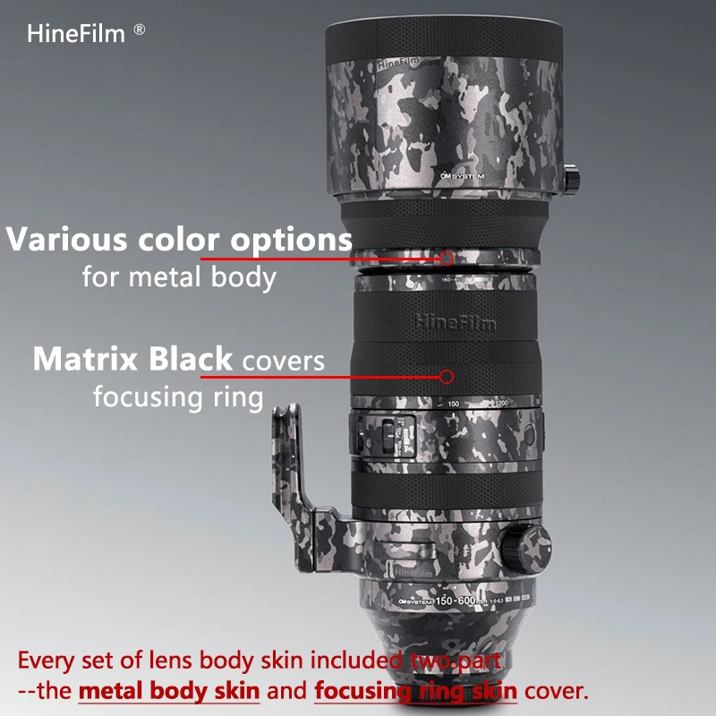 Hinefilm-calcomanía de lente para Olympus, 150-600mm, IS F5-6.3, 150-600, pegatinas de lente 150600, envoltura para Olympus 150-600f5.0-6.3