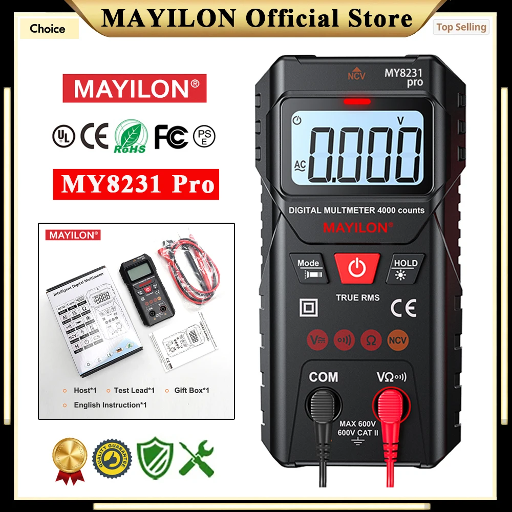 MAYILON MY8231 Pro Multimeter Auto & Manual Range Digital Voltmeter Professional AC DC Voltage Resistance True RMS Multi Meter