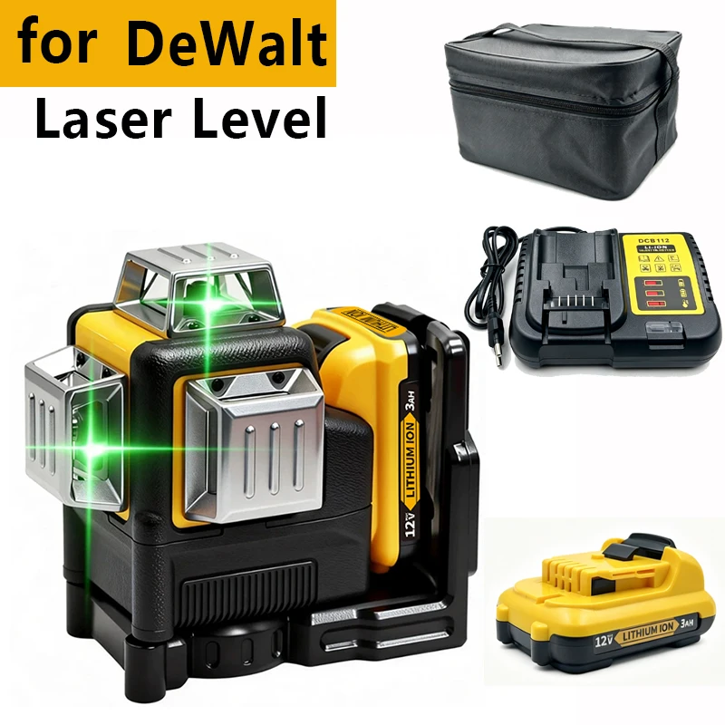 NEW for DEWALT DW089LG 12V Lithium Battery Green Laser Level 12 Lines 3 Sides 360° Horizontal Vertical Outdoor Leveling Measurin