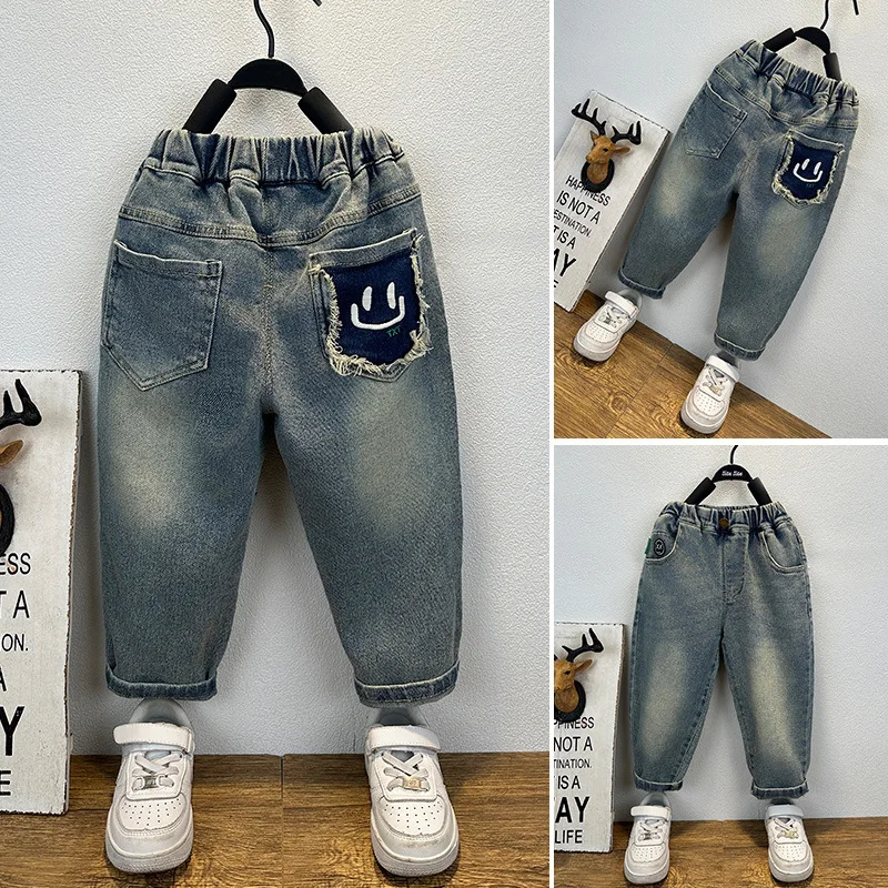 

New Kids Baby Boys Retro Jeans Children's Fashion Denim Pants Spring Autumn Casual Kids Baby Boys Jeans 2-10 Years