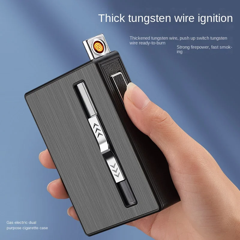 

Wind-proof Cigarette Case Gas-electric Dual-use Straight-to-cigarette Case Lighter 10/20 USB Rechargeable Cigarette Cases