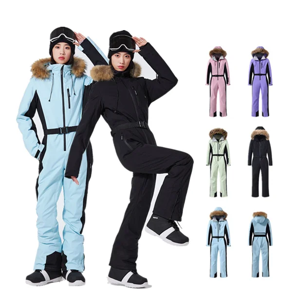 

High Quality Winter Outdoor Windproof Waterproof Warm Snowboard Women's Slim Ski Jacket Ski Pants Ski Suit One-piece