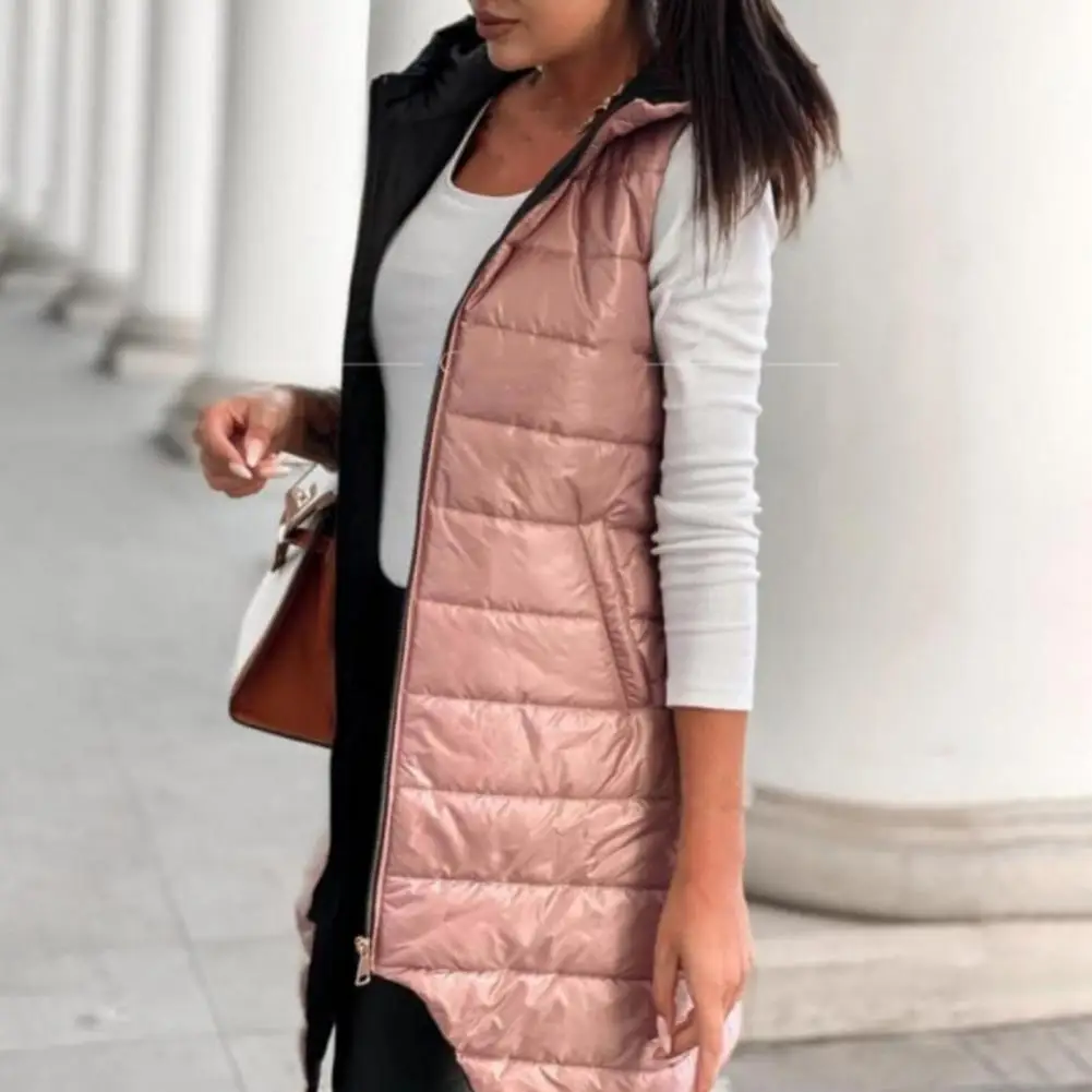 

Winter Lady Waistcoat Solid Color Padded Sleeveless Women Coat Windproof Zipper Fly Women Down Waistcoat For Daily Wear