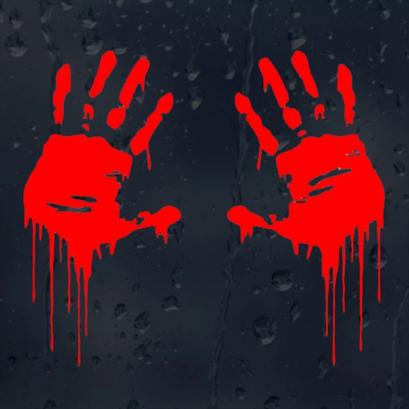 1Pair 15x7.5cm Bloody Handprints Horror Car Stickers Auto Body Windows Motorcycle Laptop Walls Vinyl Film Decal Car Accessories