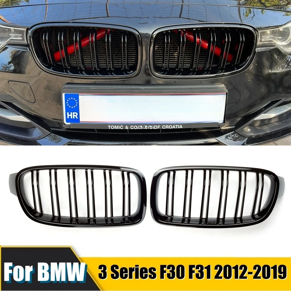 

Car Front Grille Racing Front Sport Grill Gloss Black Double Slat Kidney Grille For BMW 3-Series F30 F31 F35 2012-2019