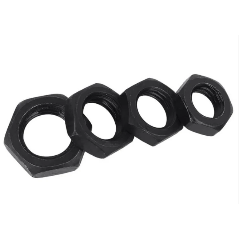 4-100pcs M8 M10 M12 M14 M16 M18 M20 M22 M24 M27 M30 Hexagon Thin Nuts Grade 8.8 Hex Carbon Steel Blackened Flat Nut