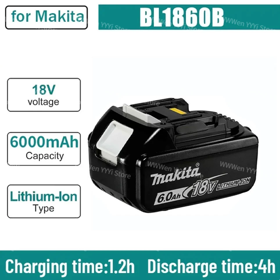 makita 100% original 18V makita 6000mAh lithium-ion rechargeable power tool 18V replacement battery BL1860 BL1830 BL1850 BL1860B