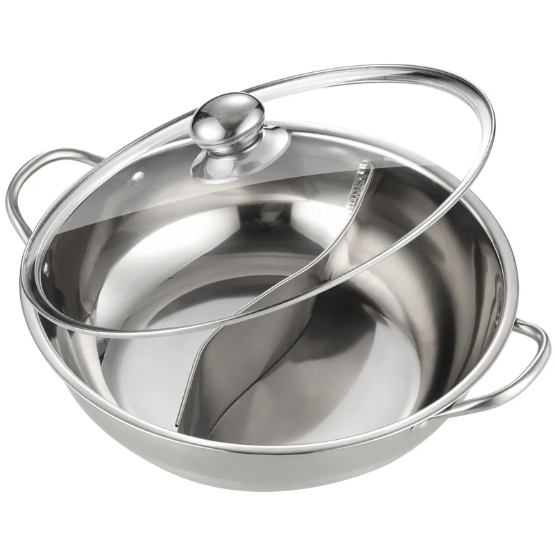 Hot Pot Induction Cooker Chinese Fondue Pan 304 Stainless Steel Hotpot With Lid Gas Stove Cooking Pots For Kitchen Cookware