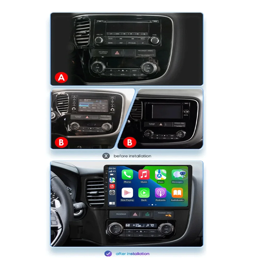 Android 16 Video Player Carplay Auto Car Radio For Mitsubishi Outlander 3 GF0W GG0W 2012-2018 Multimedia Stereo 2din Head Unit