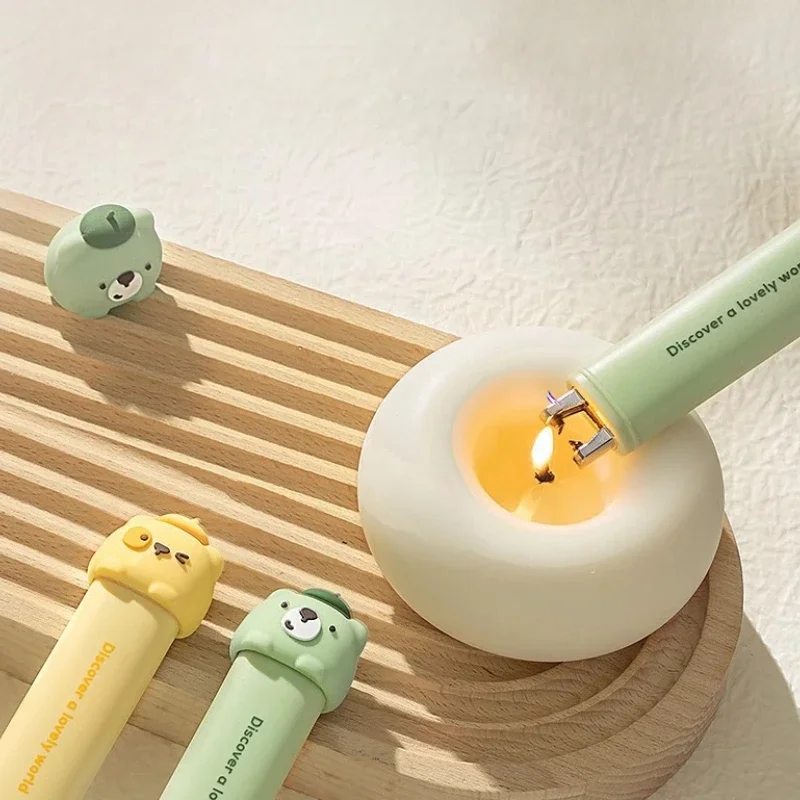 Cute Arc Lighter with Lid Safe USB Charging Aromatherapy Candle Lighter Extended Windproof Lighter Smoking Accessories