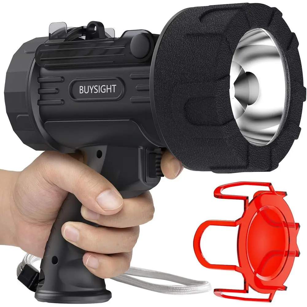 

Rechargeable Spotlight 1000000 LMS Hand-held Spotlight Waterproof Hunting Lamp with Red Filter (Graphite Black)