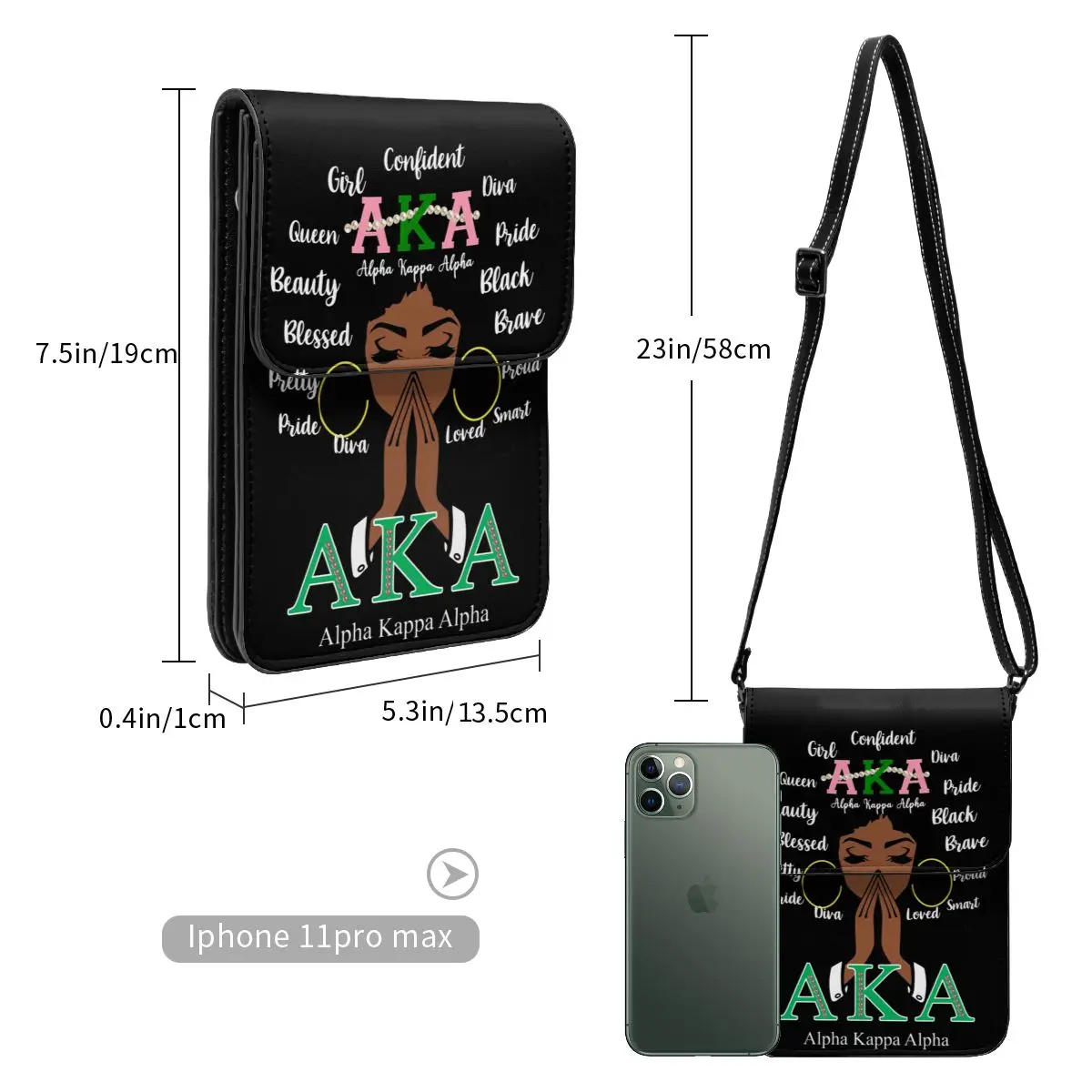 Alpha Sorority Kappa Alpha AKA bolso cruzado para teléfono móvil, bolso de hombro, monedero para Teléfono Celular, correa ajustable