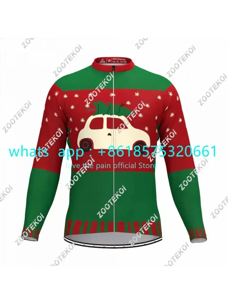 AliExpress Winter Men Cartoon Funny Christmas Cycling Fleece Jacket Thermal Coat Bike Mtb Sweatshirt Santa Surprise Gift Clothes New Year