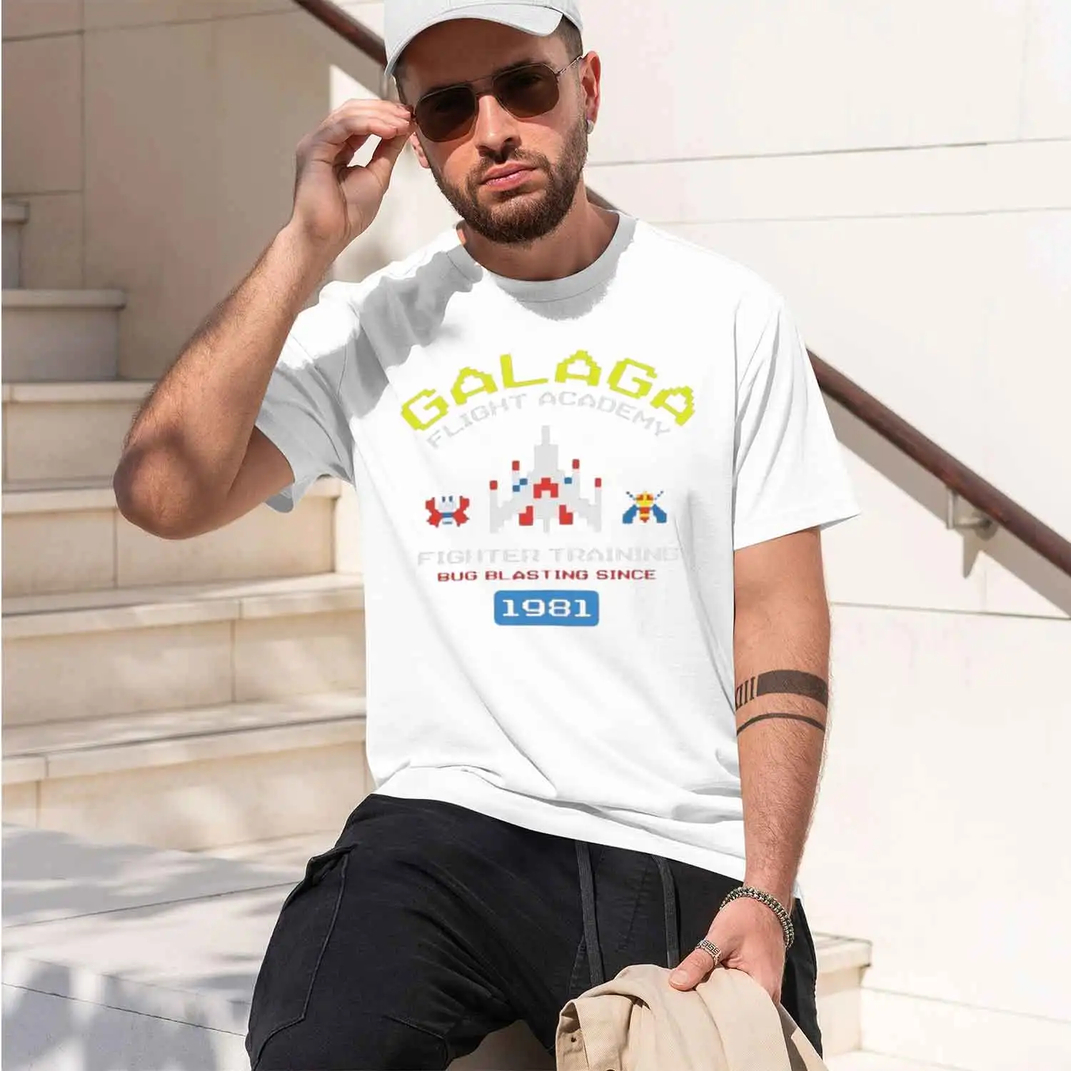 80s 70s Arcade Galaga Video Game Vintage T-srhit Invader Space Gaming en Men T Shirt Harajuku Style Retro Casual Fashion Tees 20