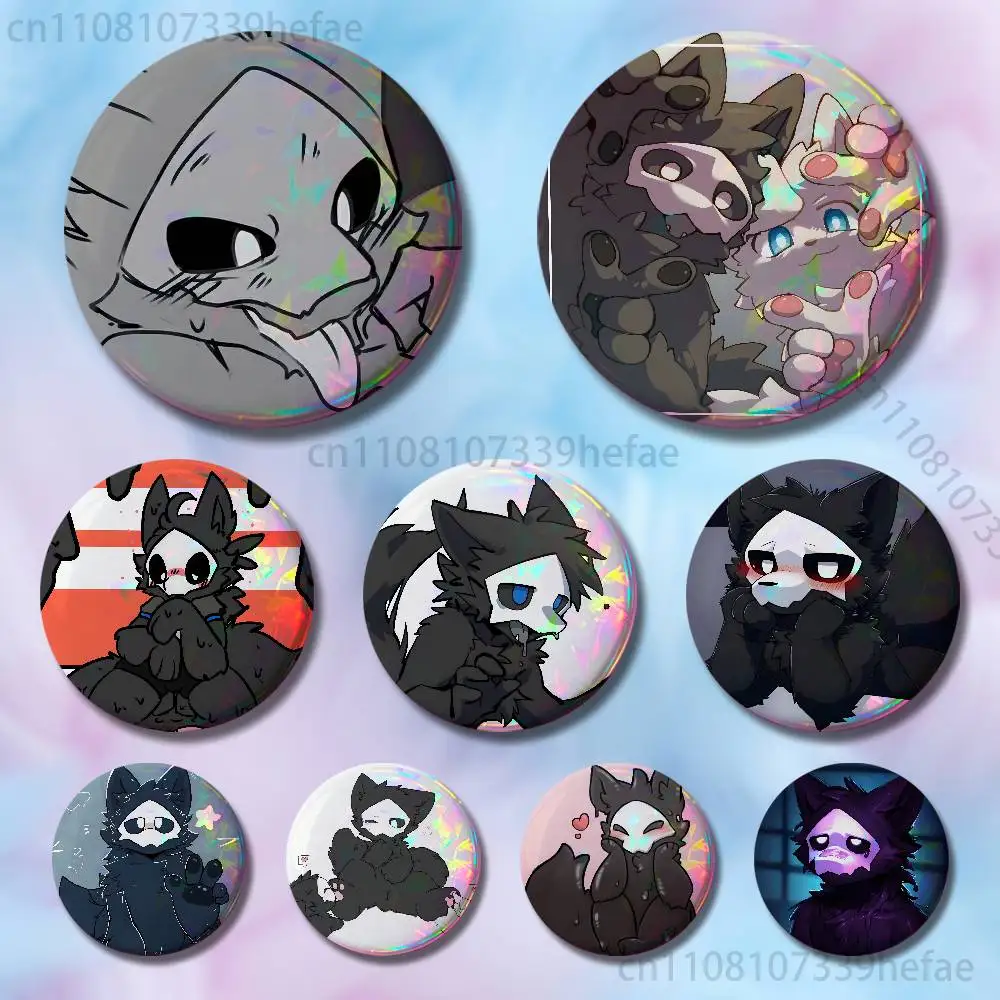 

Cute Changed Furry Badges 25 32 44 58 75 mm Round Cosplay Pin Bag Decor Fans Collect Friends Gifts Brooch Souvenir