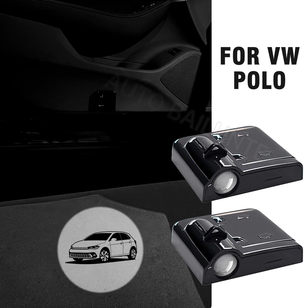 2Pcs Car Door Emblem Led Lamp Projector Welcome Lights Decoration Accessories For VW Volkswagen POLO 3 4 5 6 GTI 2024 - 2008