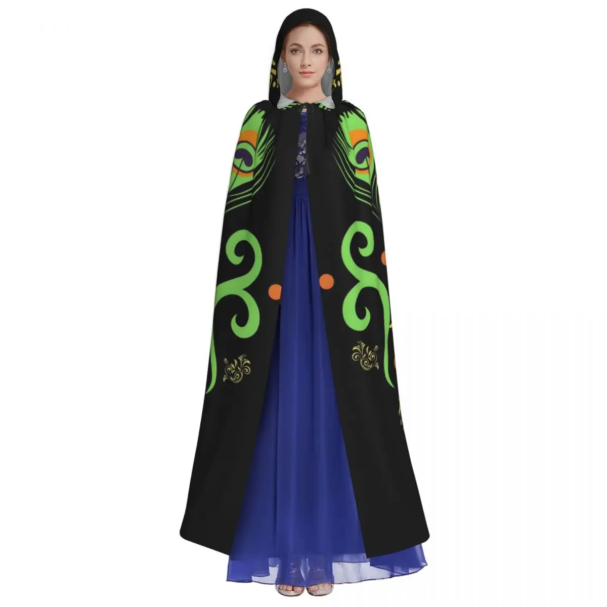 Simple And Beautiful Batik Hooded Cloak Polyester Unisex Witch Cape Costume Accessory Vampire