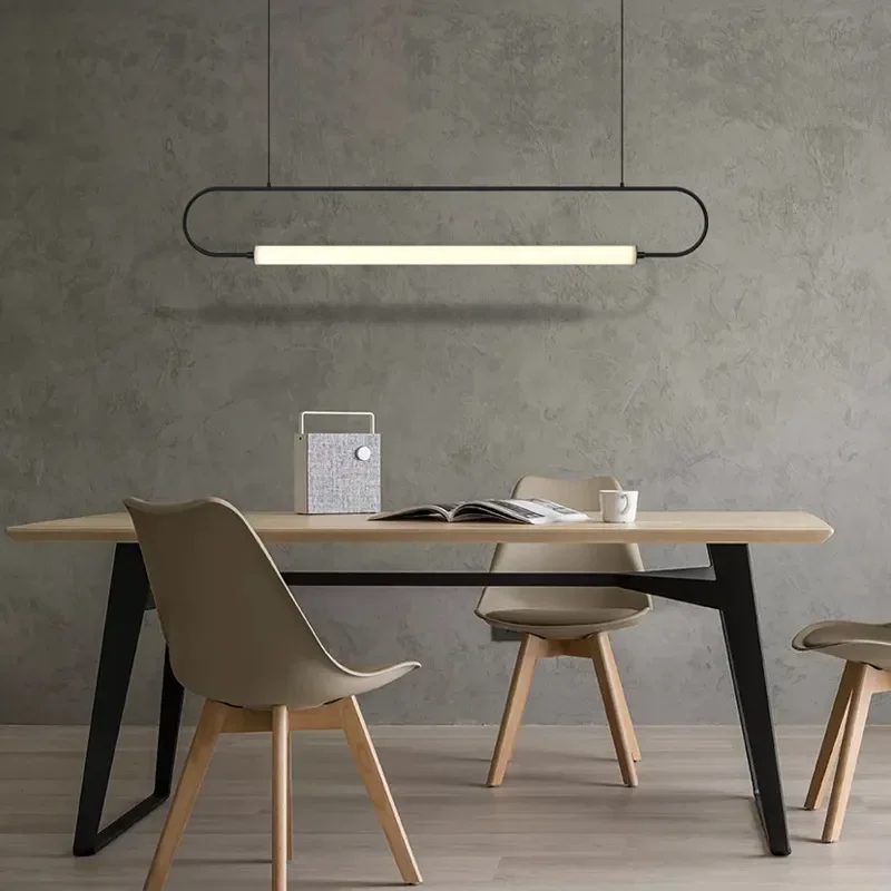 LED Restaurant Pendant Lamp Minimalist Dining Table Bar Counter Home Decoration Lighting Teahouse Studio Long Tube Chandelier