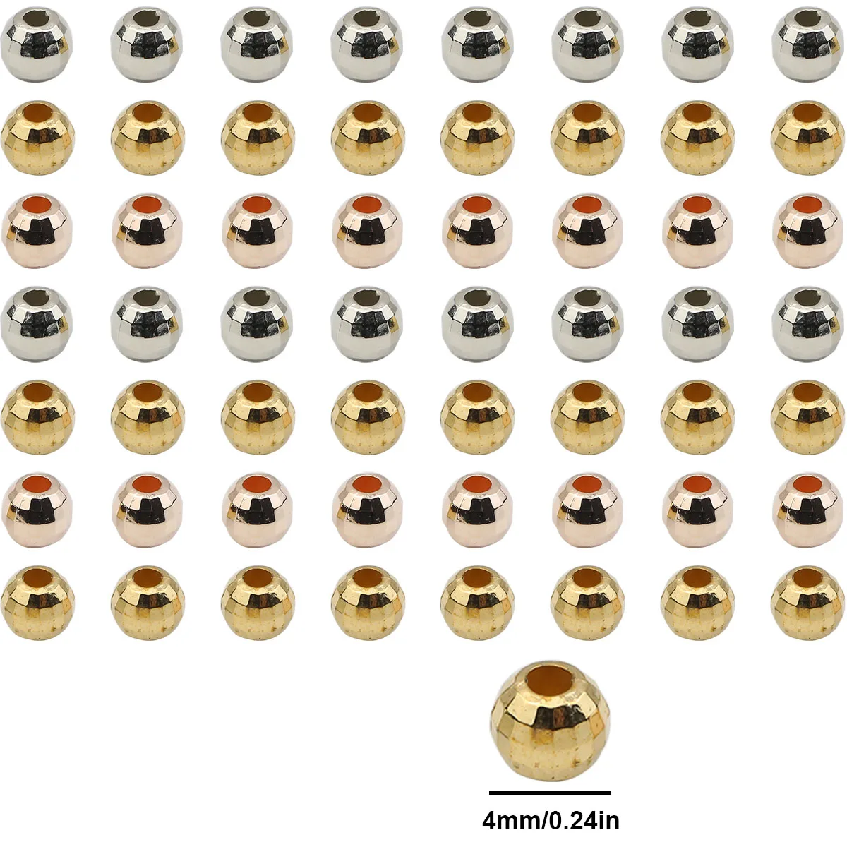 100 ~ 800 sztuk 4mm złoty posrebrzany CCB Earth Spacer luźne koraliki do tworzenia biżuterii DIY bransoletka naszyjniki kolczyki akcesoria — zdjęcie 5
