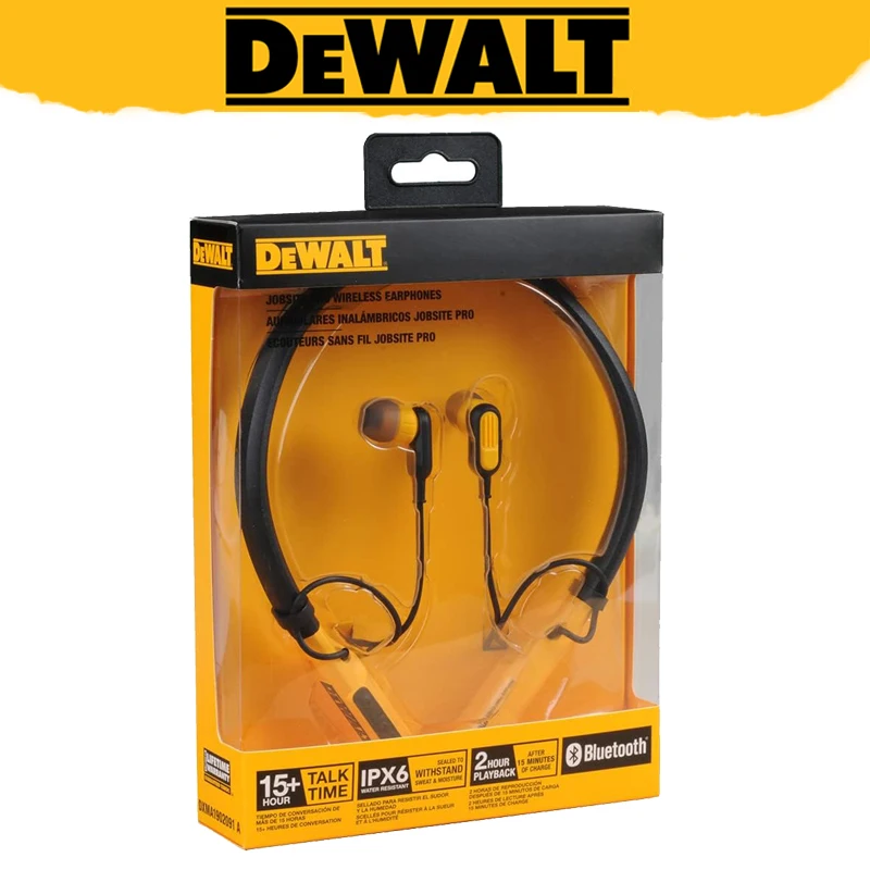 dewalt wireless bluetooth neckband headphones ruido isolando earbuds crystal clear chamadas reducao de ruido fones de ouvido dxma1902091 01