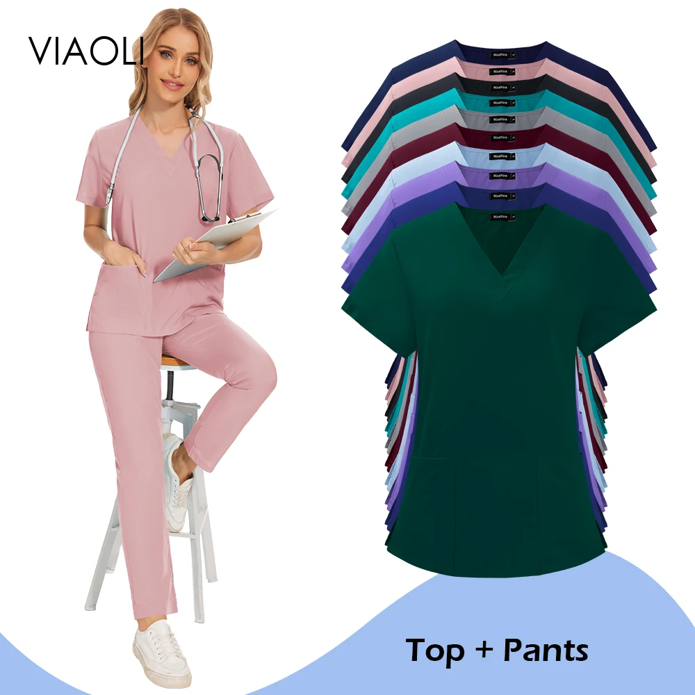 Medical Scrub Health Professionals Uniforms Clinical Nursing Special Nurse Uniform for Women Pharmacy Lab Pet Hospital Work Wear