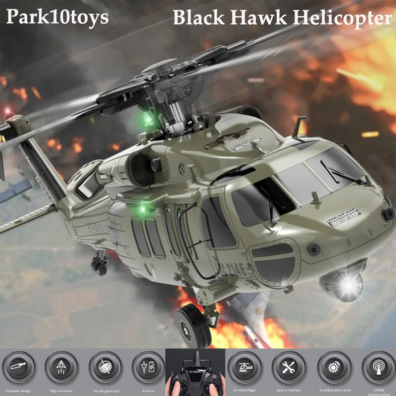 

Parkten UH60 Army Green Simulation 1/47 Black Hawk RC Helicopter 6CH 6-Axis Gyro 3D6G Dual Brushless Motor Arobatic Drone Toy