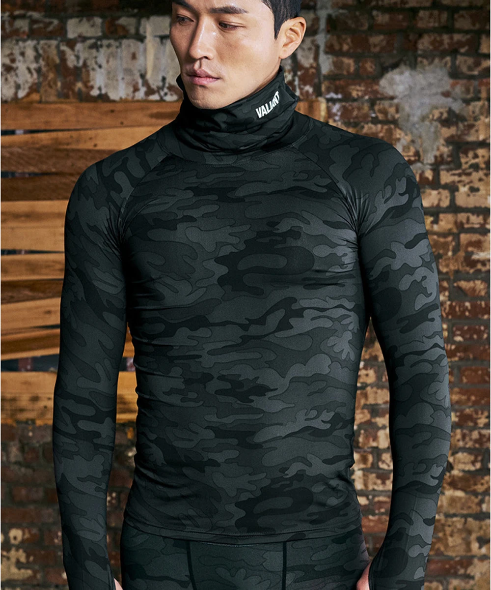 Men\'s t-Shirts Long Sleeve Fitness Gym Clothing High Neck Training Sports Wear First Layer Dry Fit Compression Bodybuilding New