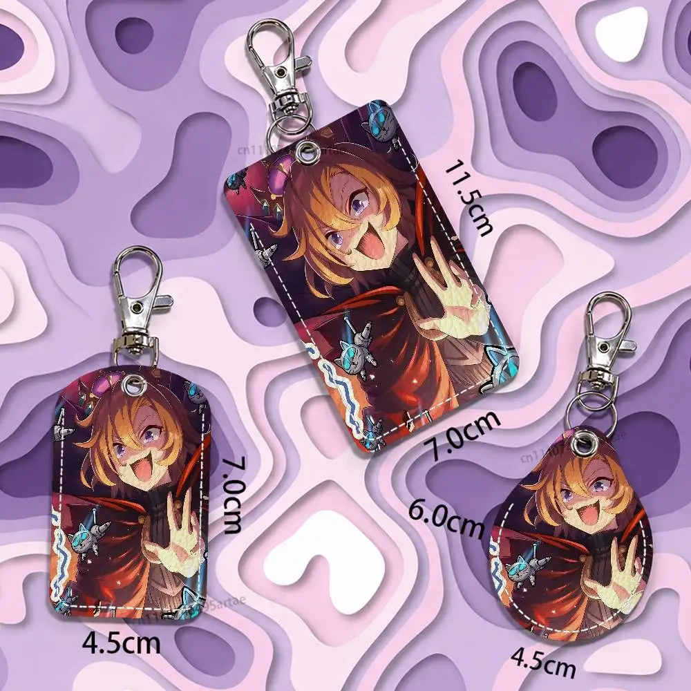 Haru Urara U-Umamusume Rectangle ID Card Case Keychain Access Card Bag Key Tag Ring Leather Card Holder Key Ring view 6