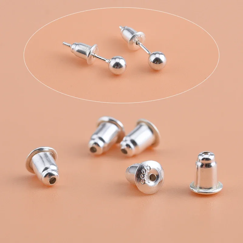 5 pairs of S925 sterling silver Bullet earplugs, cap earbuckles and earpieces handmade DIY jewelry accessories