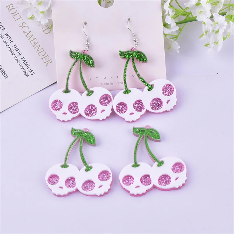 6pcs/pack Cherry Skull Fruit Charms Pendant Jewelry Making Craft DIY