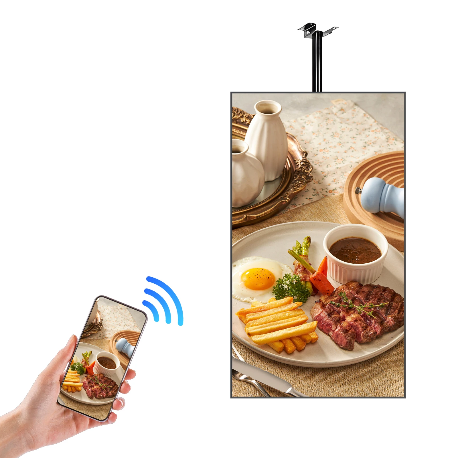 Ultra-High Brightness 1500 Nits 65 Inch 4K LCD Digital Signage Animation Android CMS for Restaurant Wayfinding Elevator