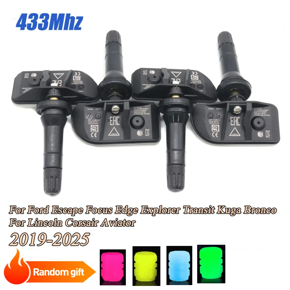 

TPMS Tire Pressure Sensor JX7T-1A180-CA For Ford Focus Edge Explorer Transit Kuga For Lincoln 433Mhz Luminous Car Tire Valve Cap
