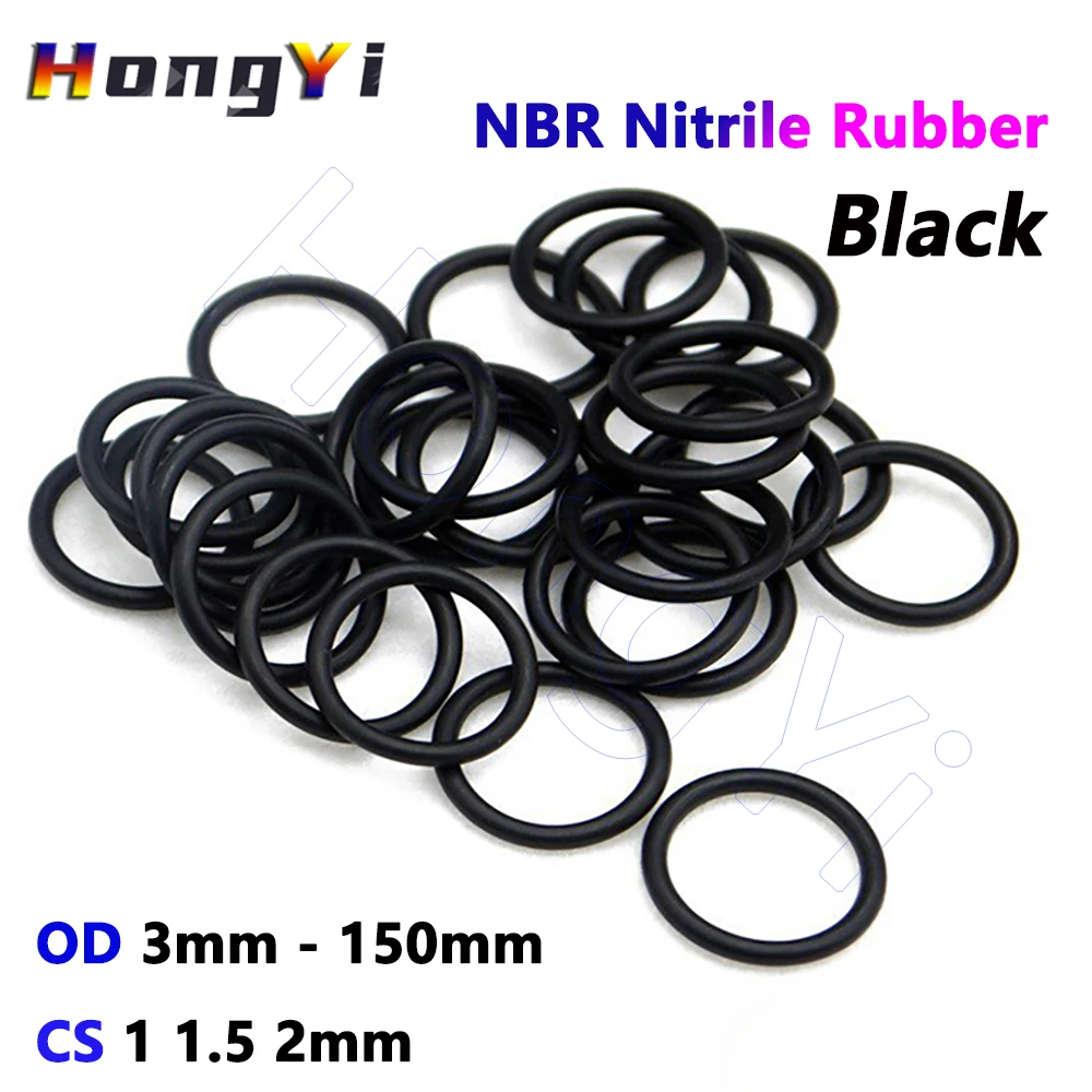 CS 1 1.5 2mm NBR Nitrile Rubber O-Ring Gasket Black Sealing Washer OD 3mm - 150mm Oil and Corrosion Resistant