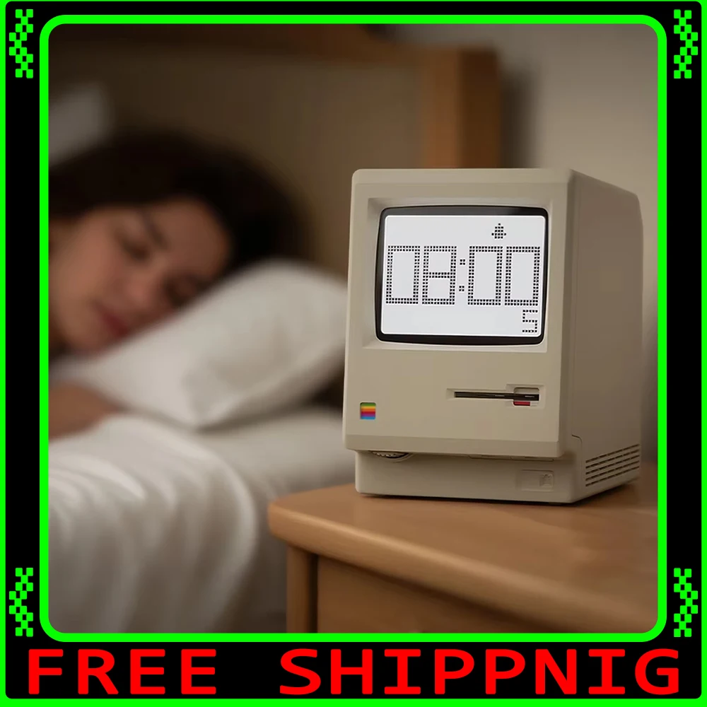 Maclock Retro Clock Creativity Alarm Clock Student Specific Wake Up Artifact Desktop Decor Computer Keyboard Accessories Gift